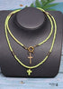 Boho Necklace, Seed Bead Layered Choker, Double Cross